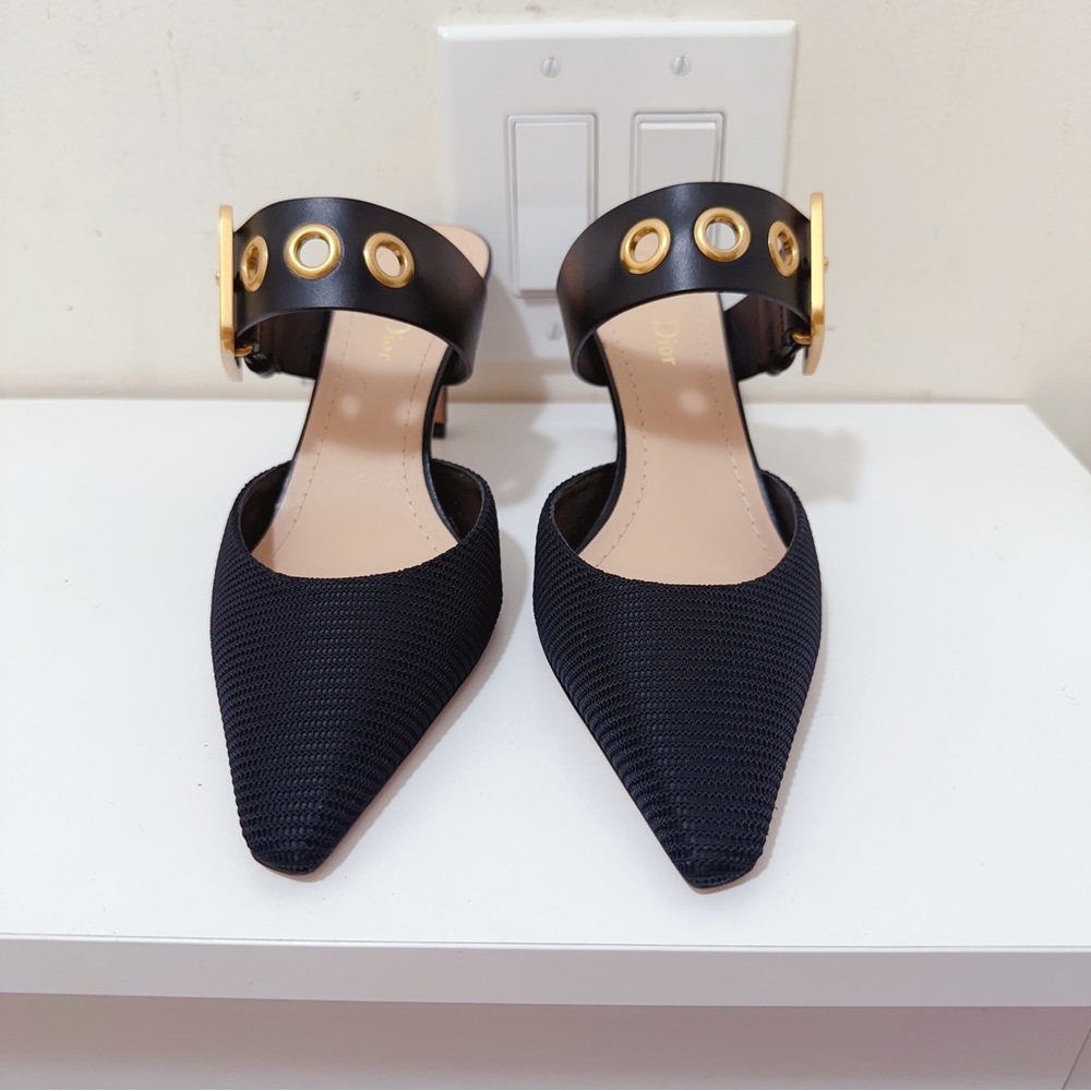CHRISTIAN DIOR Technical Fabric Calfskin D-Dior Heeled Mule - Picture 3 of 11